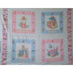 Vintage Beatrix Potter Stories Fabric Panel 2 yards RARE